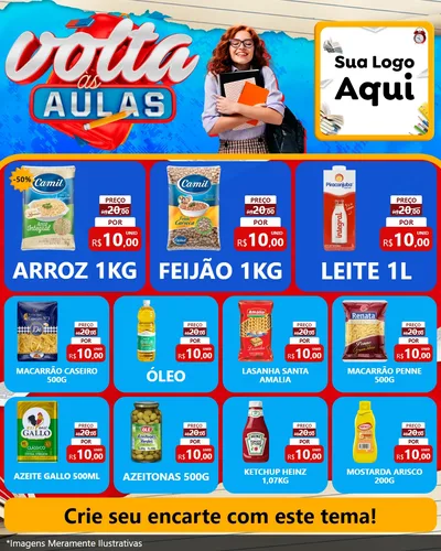 Modelo de Rede Social para Feed Instagram com o tema Volta às Aulas para Supermercado