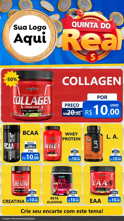 Modelo de Rede Social para Stories com o tema Quinta do Real para Suplementos alimentares