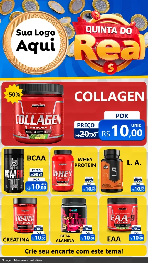 Modelo de Rede Social para Stories com o tema Quinta do Real para Suplementos alimentares