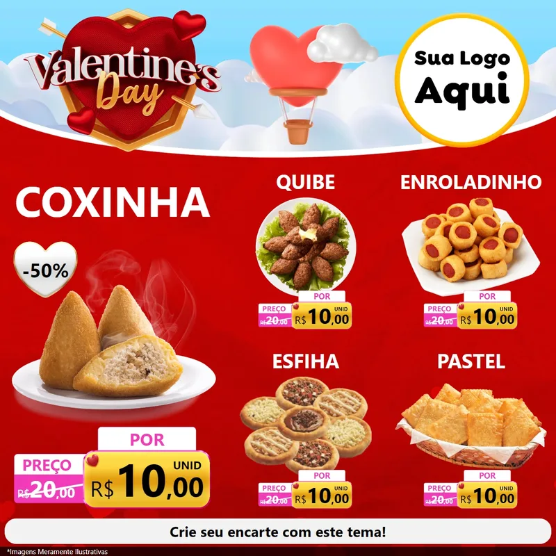 Modelo de Rede Social para Feed Facebook com o tema Valentine's Day para Salgadaria