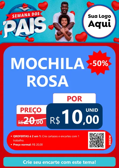 Modelo de Cartaz para Cartaz A4 Vertical com o tema Semana Dos Pais para Papelaria