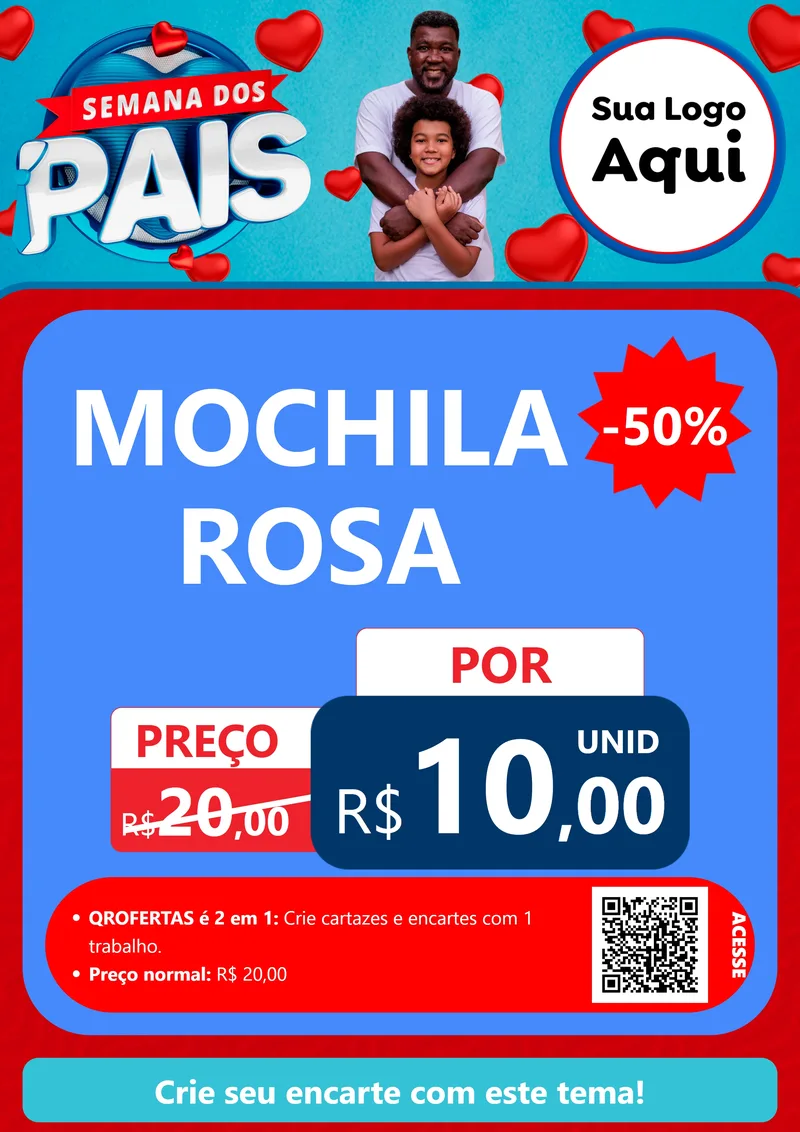 Modelo de Cartaz para Cartaz A4 Vertical com o tema Semana Dos Pais para Papelaria