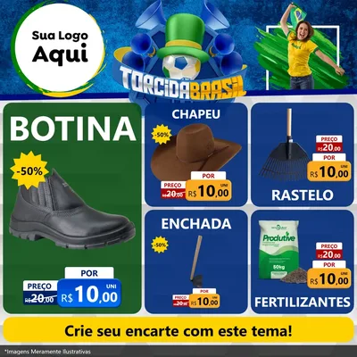Modelo de Rede Social para Feed Facebook com o tema Torcida Brasil - Copa para Agropecuária