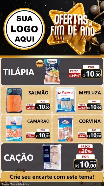 Modelo de TV para TV Vertical com o tema Ofertas de Fim de Ano para Peixaria