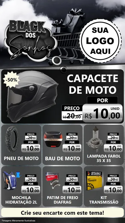 Modelo de Rede Social para Stories com o tema Black dos Sonhos para Moto peças