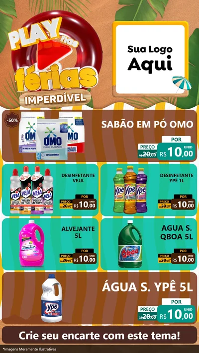 Modelo de TV para TV Vertical com o tema Play Nas Férias Imperdível para Produtos de Limpeza