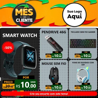 Modelo de Rede Social para Feed Facebook com o tema Mês do Cliente para Informática