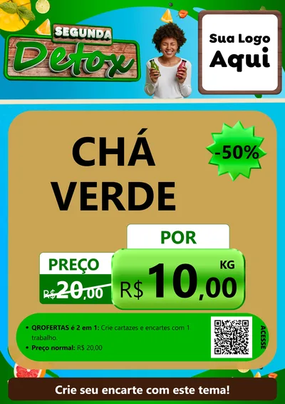 Modelo de Cartaz para Cartaz A4 Vertical com o tema Segunda Detox para Produtos Naturais