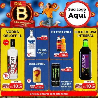 Modelo de Rede Social para Feed Facebook com o tema Dia B - O Dia Mais Barato Do Mês para Distribuidora de bebidas