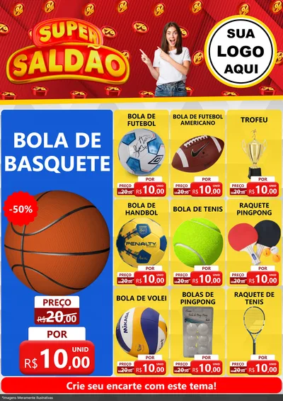 Modelo de Encarte para Encarte A4 Vertical com o tema Super Saldão para Artigos Esportivos