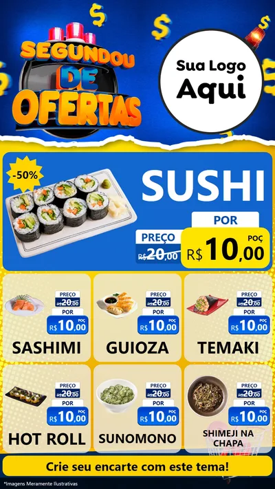 Modelo de Rede Social para Stories com o tema Segundou de Ofertas para Comida japonesa