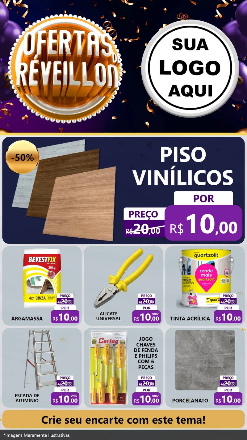 Modelo de Rede Social para Stories com o tema Ofertas de Réveillon para Material para Construção