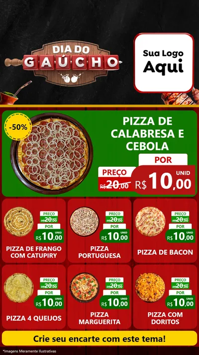 Modelo de Rede Social para Stories com o tema Dia do Gaúcho para Pizzaria