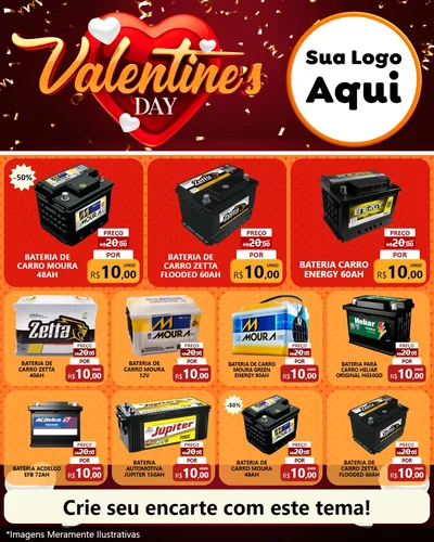 Modelo de Rede Social para Feed Instagram com o tema Valentine's Day para Baterias Elétricas