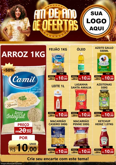 Modelo de Encarte para Encarte A4 Vertical com o tema Fim de Ano de Ofertas para Supermercado