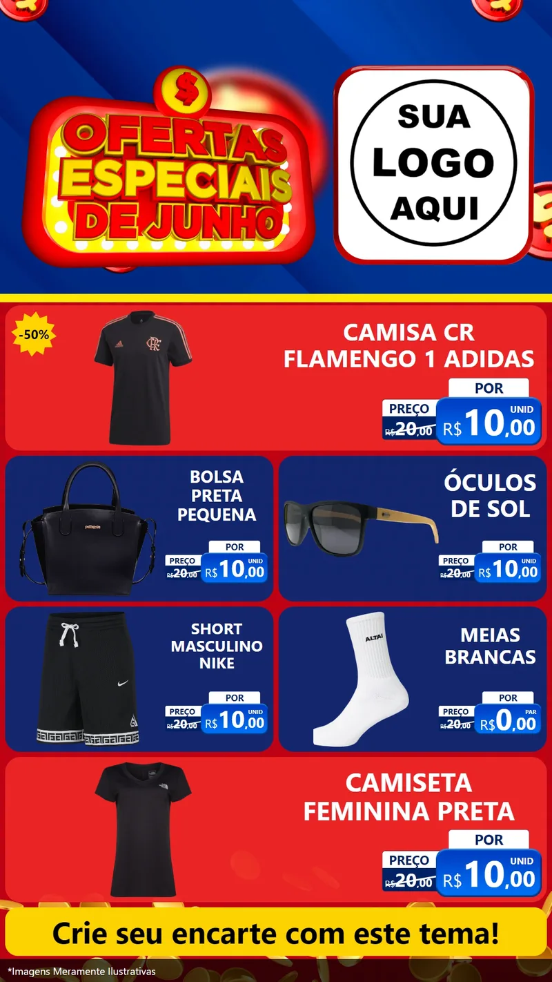 Modelo de TV para TV Vertical com o tema Ofertas Especiais de Junho para Roupas e acessórios