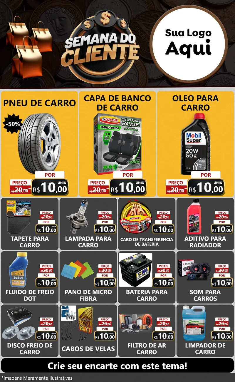 Modelo de Encarte para Encarte Grande com o tema Semana do Cliente para Auto peças