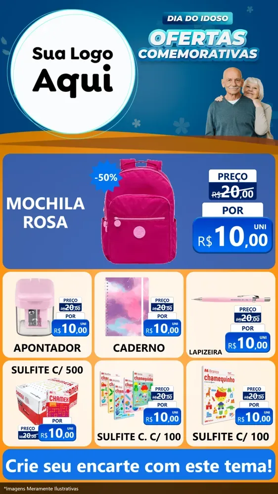 Modelo de Rede Social para Stories com o tema Dia do Idoso para Papelaria