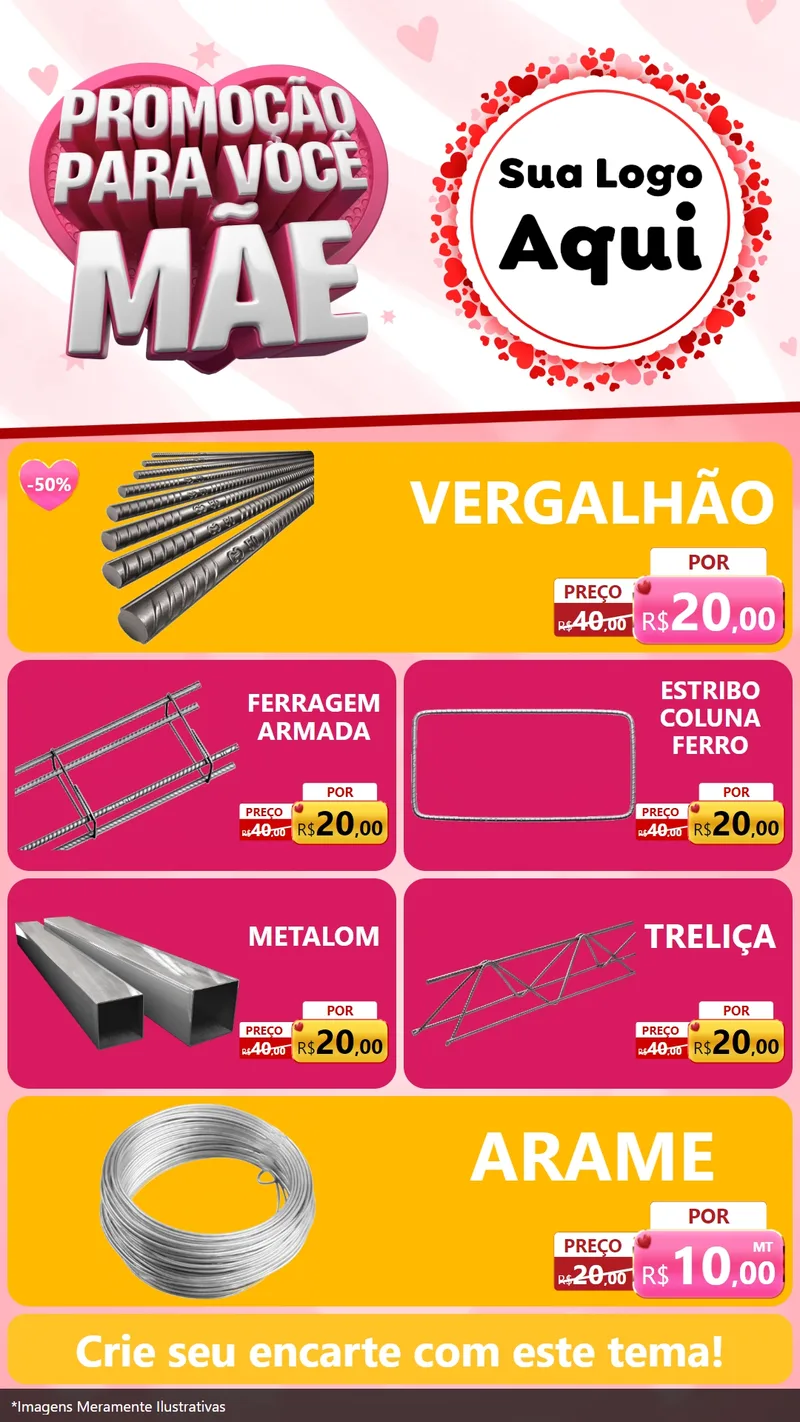 Modelo de TV para TV Vertical com o tema Promoção Para Você Mãe para Ferragens