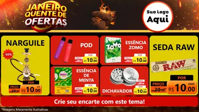 Modelo de TV para TV Horizontal com o tema Janeiro Quente de Ofertas para Tabacaria