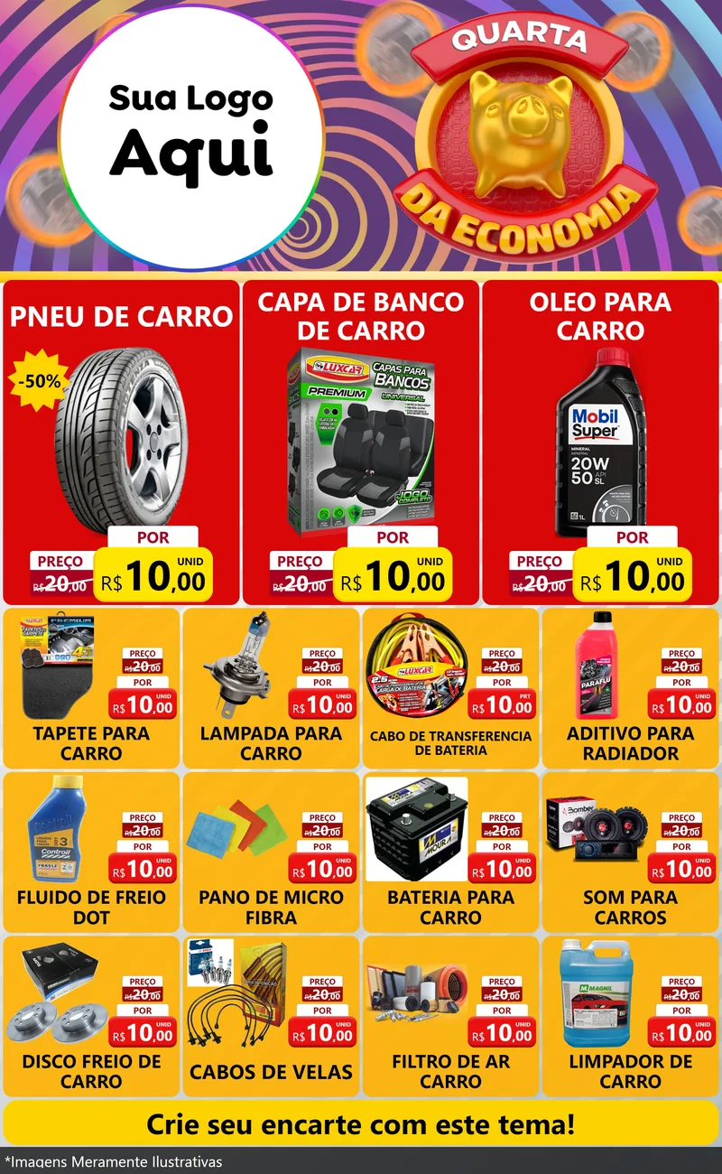 Modelo de Encarte para Encarte Grande com o tema Quarta da Economia para Auto peças
