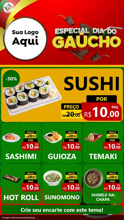 Modelo de Rede Social para Stories com o tema Especial Dia do Gaúcho para Comida japonesa