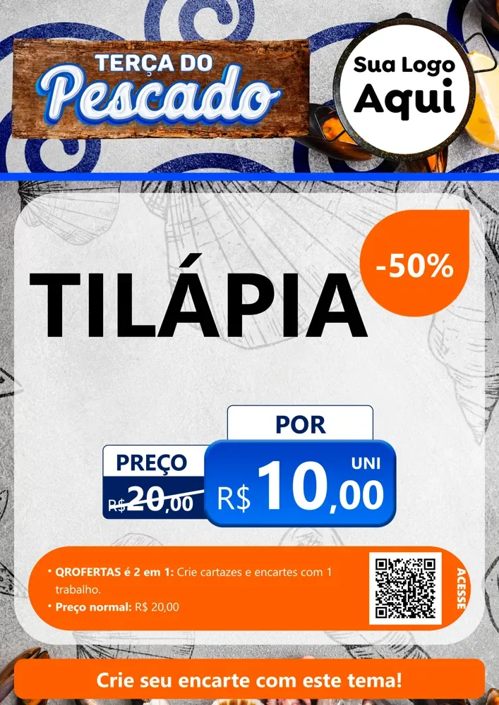 Modelo de Cartaz para Cartaz A4 Vertical com o tema Terça do Pescado para Peixaria