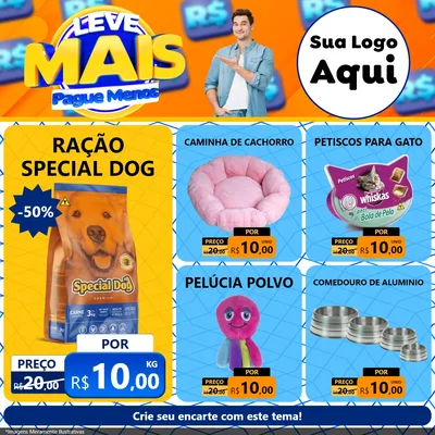 Modelo de Rede Social para Feed Facebook com o tema Leve Mais, Pague Menos para Pet Shop