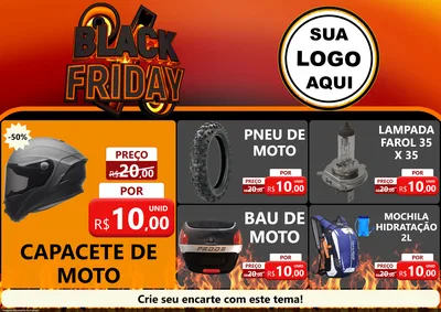 Modelo de Encarte para Encarte A4 Horizontal com o tema Black Friday para Moto peças