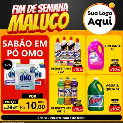 Modelo de Rede Social para Feed Facebook com o tema Final de Semana Maluco para Produtos de Limpeza