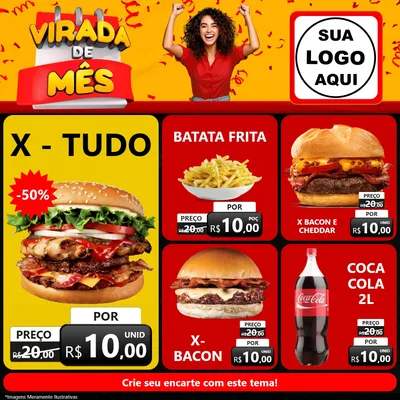 Modelo de Rede Social para Feed Facebook com o tema Virada de Mês para Hamburgueria
