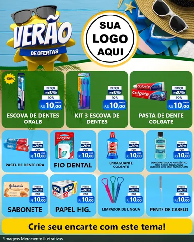 Modelo de Rede Social para Feed Instagram com o tema Verão de Ofertas para Higiene Pessoal