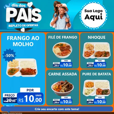 Modelo de Rede Social para Feed Facebook com o tema Dia Dos Pais Repleto de Ofertas para Restaurante