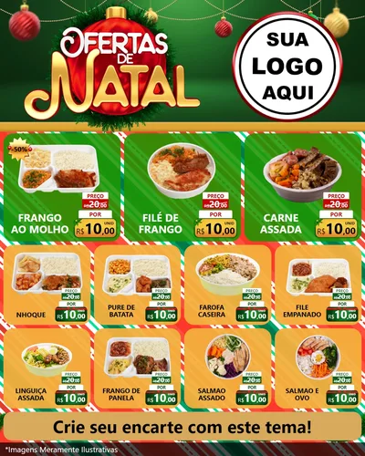 Modelo de Rede Social para Feed Instagram com o tema Ofertas de Natal para Restaurante