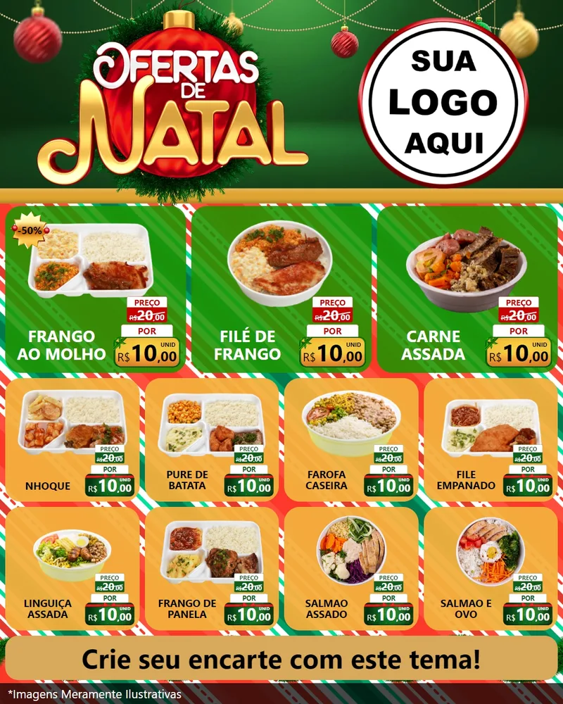 Modelo de Rede Social para Feed Instagram com o tema Ofertas de Natal para Restaurante
