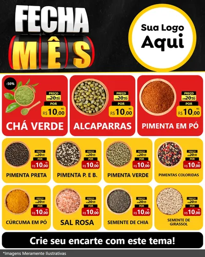 Modelo de Rede Social para Feed Instagram com o tema Fecha Mês para Produtos Naturais