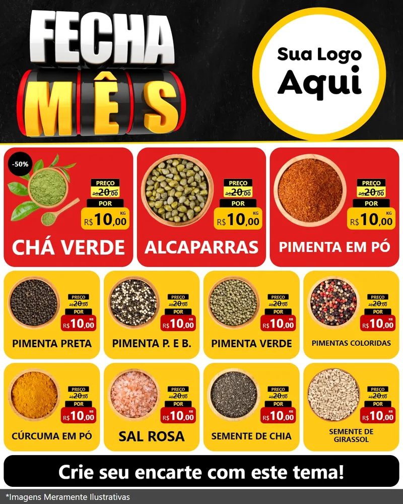 Modelo de Rede Social para Feed Instagram com o tema Fecha Mês para Produtos Naturais