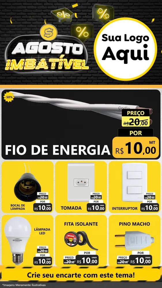 Modelo de Rede Social para Stories com o tema Agosto Imbatível para Materiais Elétricos
