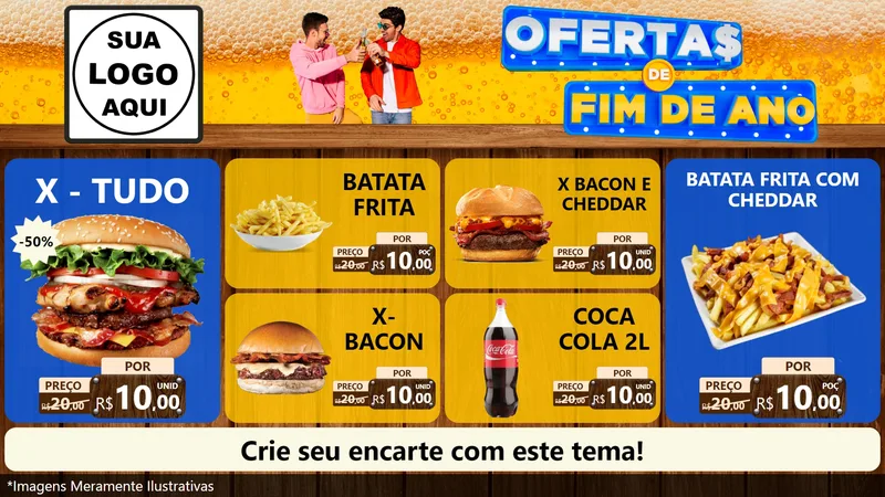 Modelo de TV para TV Horizontal com o tema Ofertas de Fim de Ano para Hamburgueria