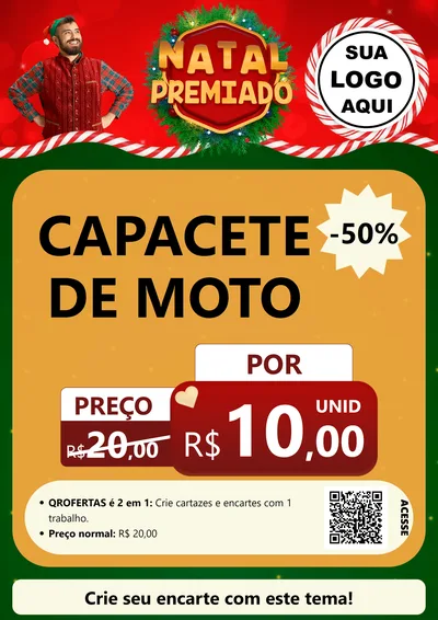 Modelo de Cartaz para Cartaz A4 Vertical com o tema Natal Premiado para Moto peças