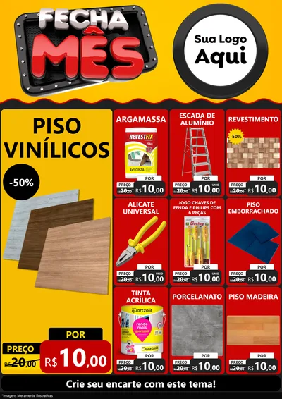 Modelo de Encarte para Encarte A4 Vertical com o tema Fecha Mês para Material para Construção