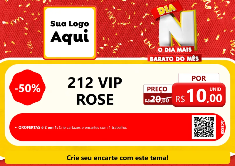 Modelo de Cartaz para Cartaz A4 Horizontal com o tema Dia N o Dia Mais Barato do Mês para Perfumes