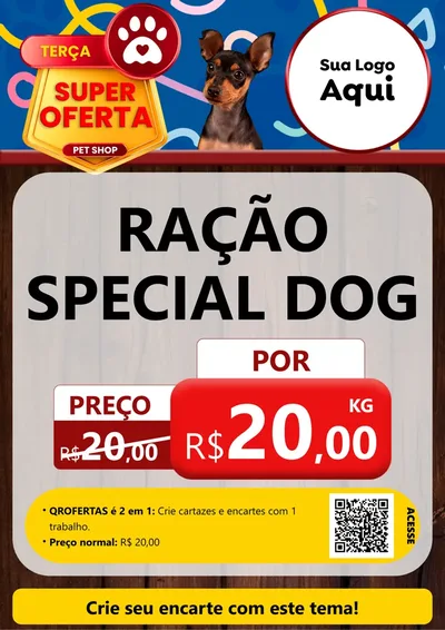 Modelo de Cartaz para Cartaz A4 Vertical com o tema Terça Super Oferta Pet Shop para Pet Shop