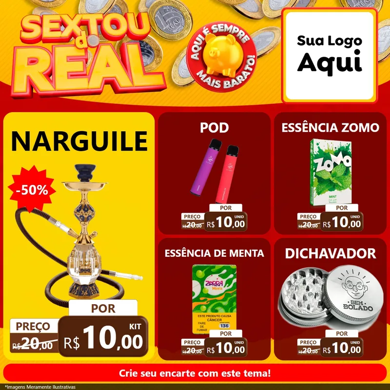 Modelo de Rede Social para Feed Facebook com o tema Sextou do Real para Tabacaria