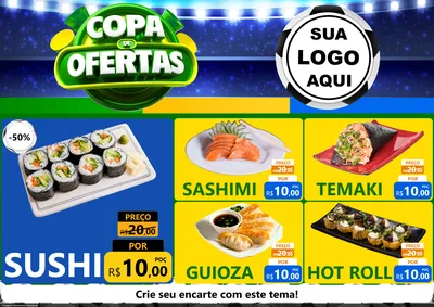 Modelo de Encarte para Encarte A4 Horizontal com o tema Copa de Ofertas para Comida japonesa