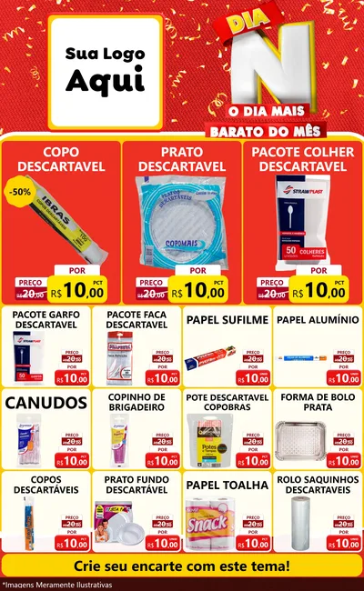 Modelo de Encarte para Encarte Grande com o tema Dia N o Dia Mais Barato do Mês para Embalagens