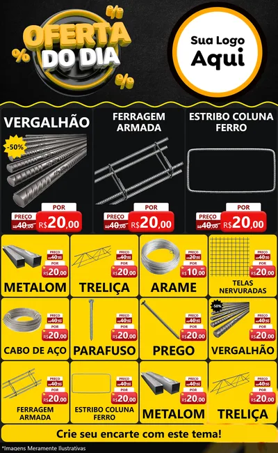 Modelo de Encarte para Encarte Grande com o tema Oferta Do Dia para Ferragens