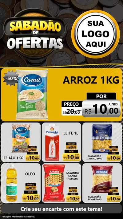 Modelo de Rede Social para Stories com o tema Sabadão de Ofertas para Supermercado