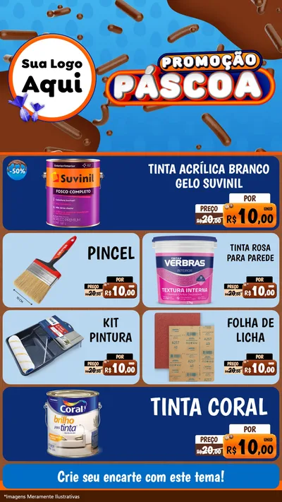 Modelo de TV para TV Vertical com o tema Promoção Páscoa para Tintas e Ferramentas