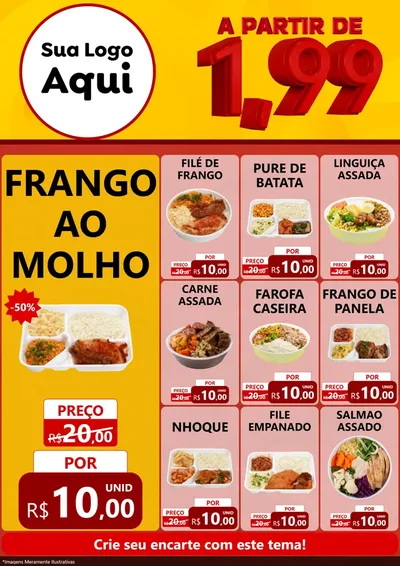 Modelo de Encarte para Encarte A4 Vertical com o tema A Partir de Um e Noventa e Nove - 1,99 para Restaurante